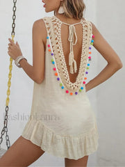Backless Hollow Out Boho Dress
