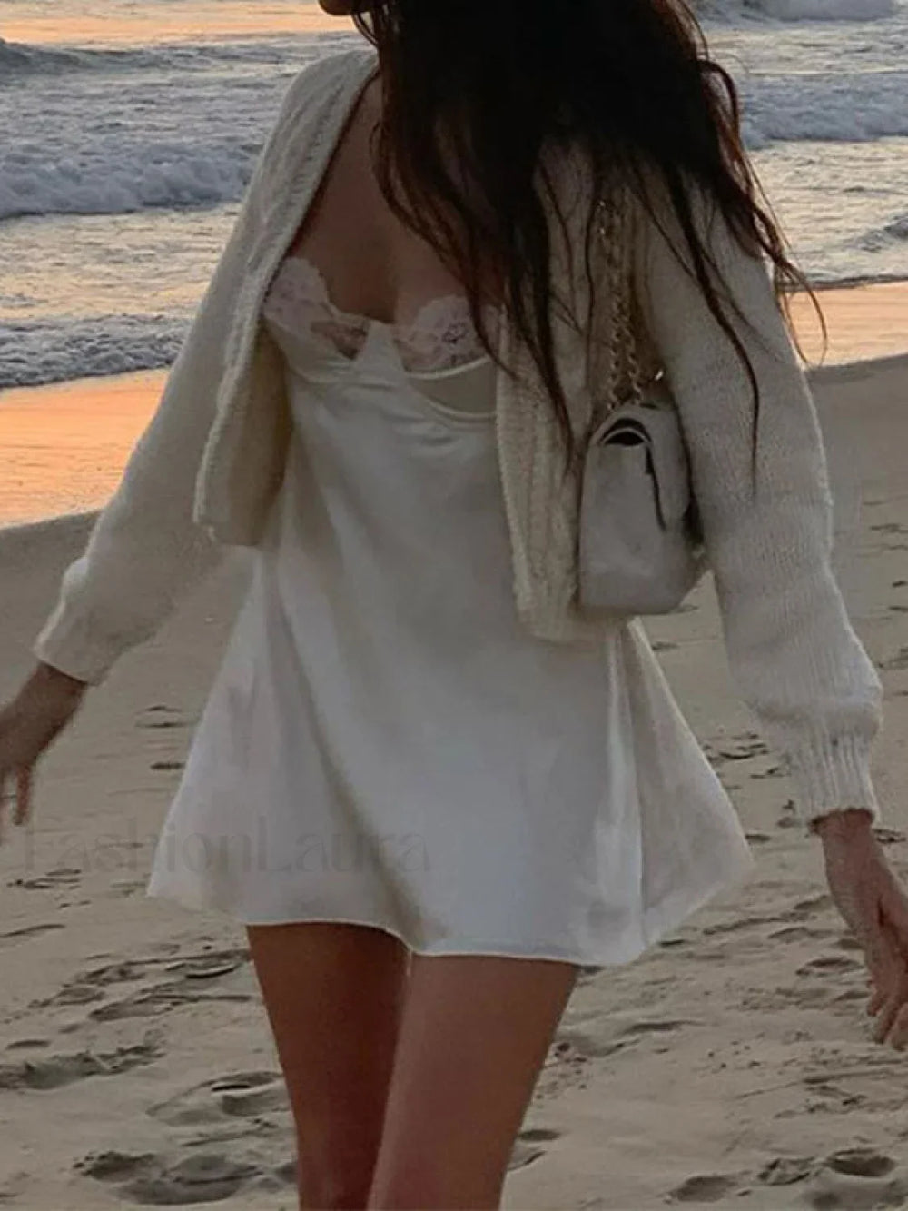 Backless Lace Paneled Slip Mini Dress Mini Dresses