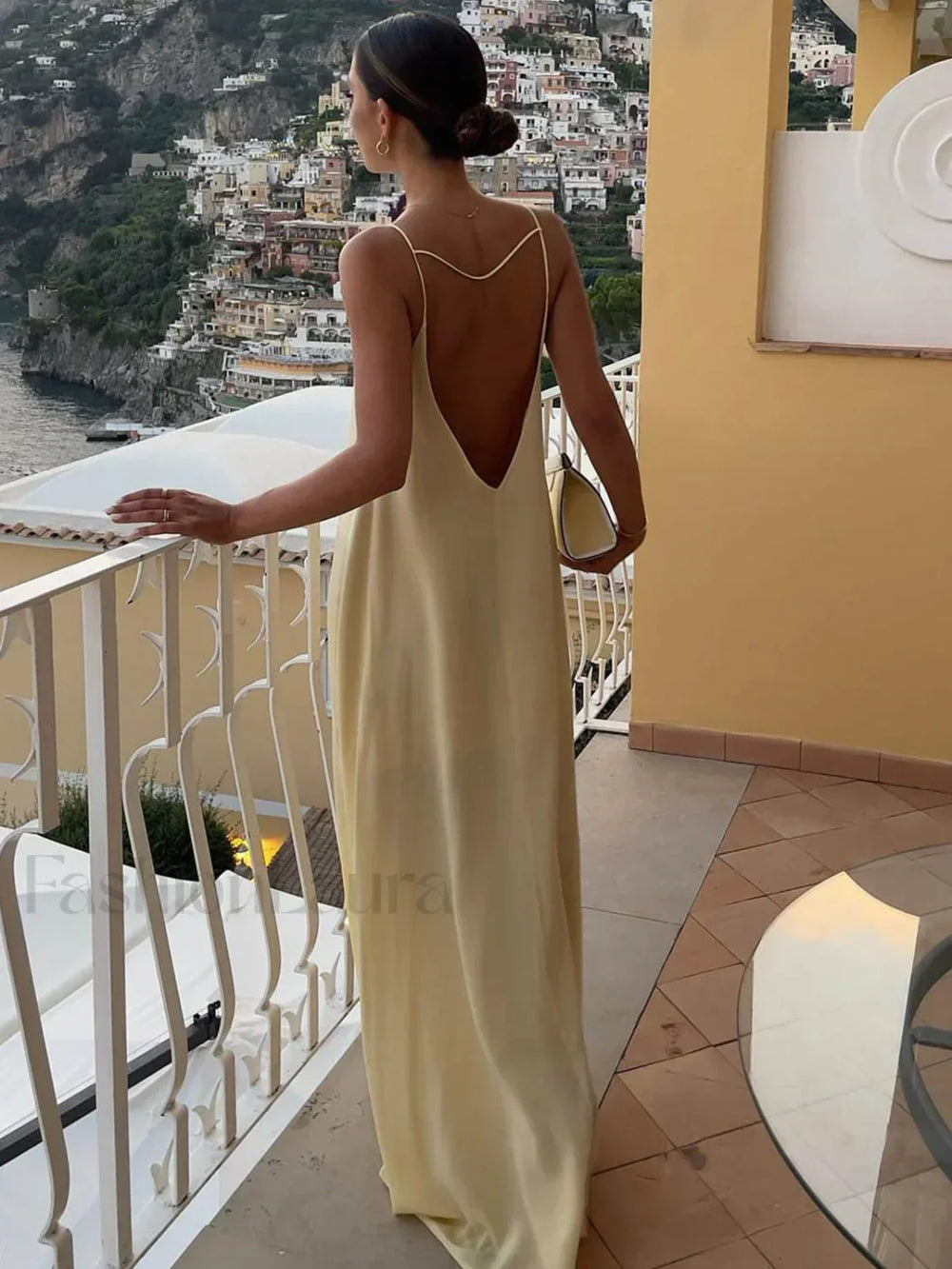 Backless Vacation Satin Long Dress Dresses