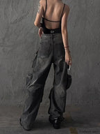 Baggy Y2K Goth Cyber Pants for Halloween Look