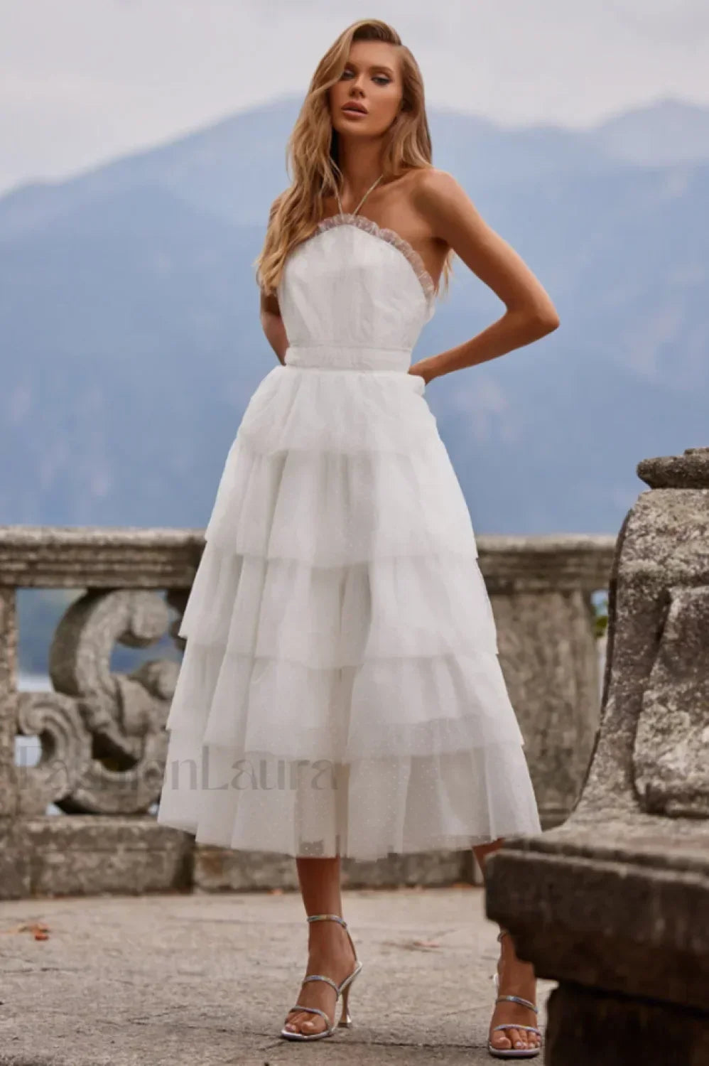 Barbara Elegant Maxi Dress S / White