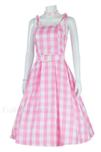 Barbie Movie Margot Charming Pink Plaid Check Dress