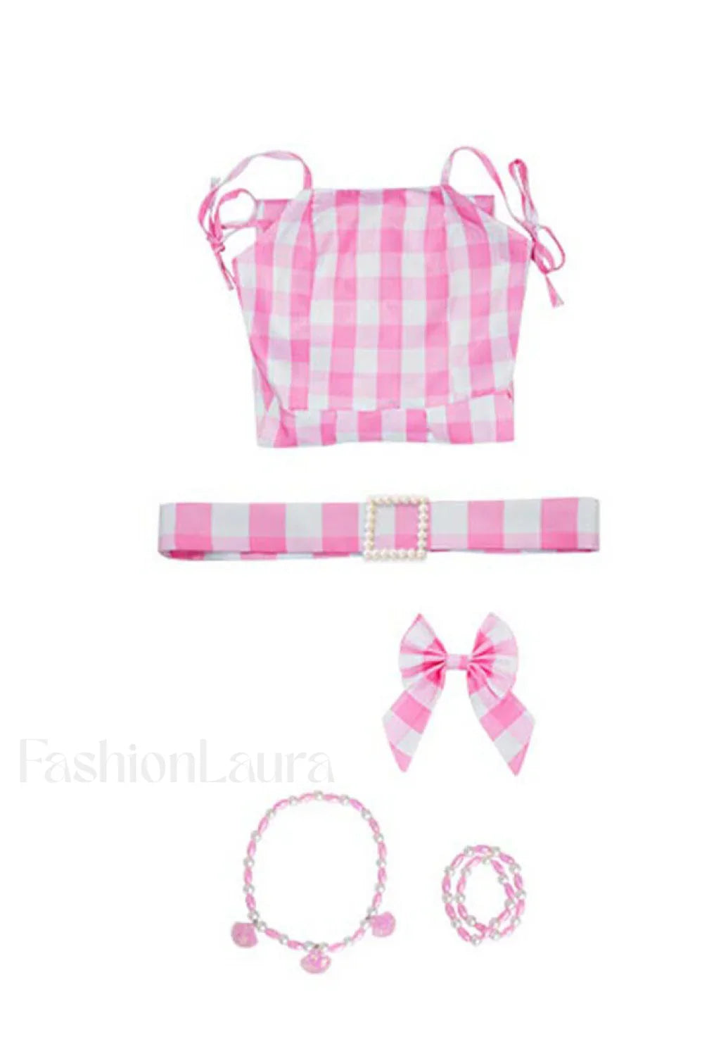 Barbie Movie Margot Charming Pink Plaid Check Dress