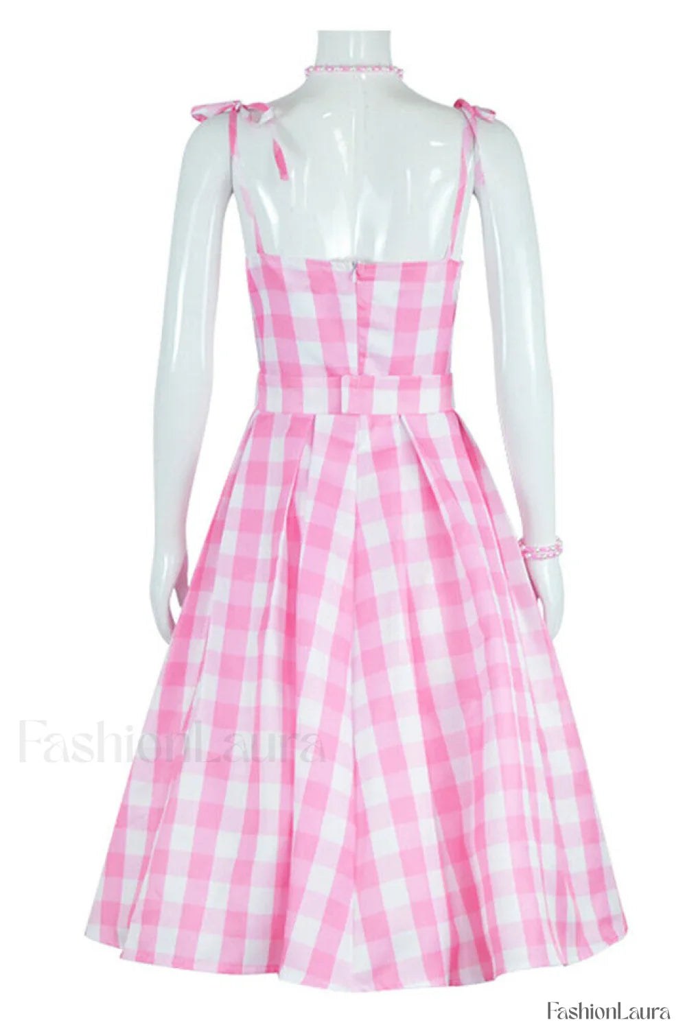Barbie Movie Margot Charming Pink Plaid Check Dress