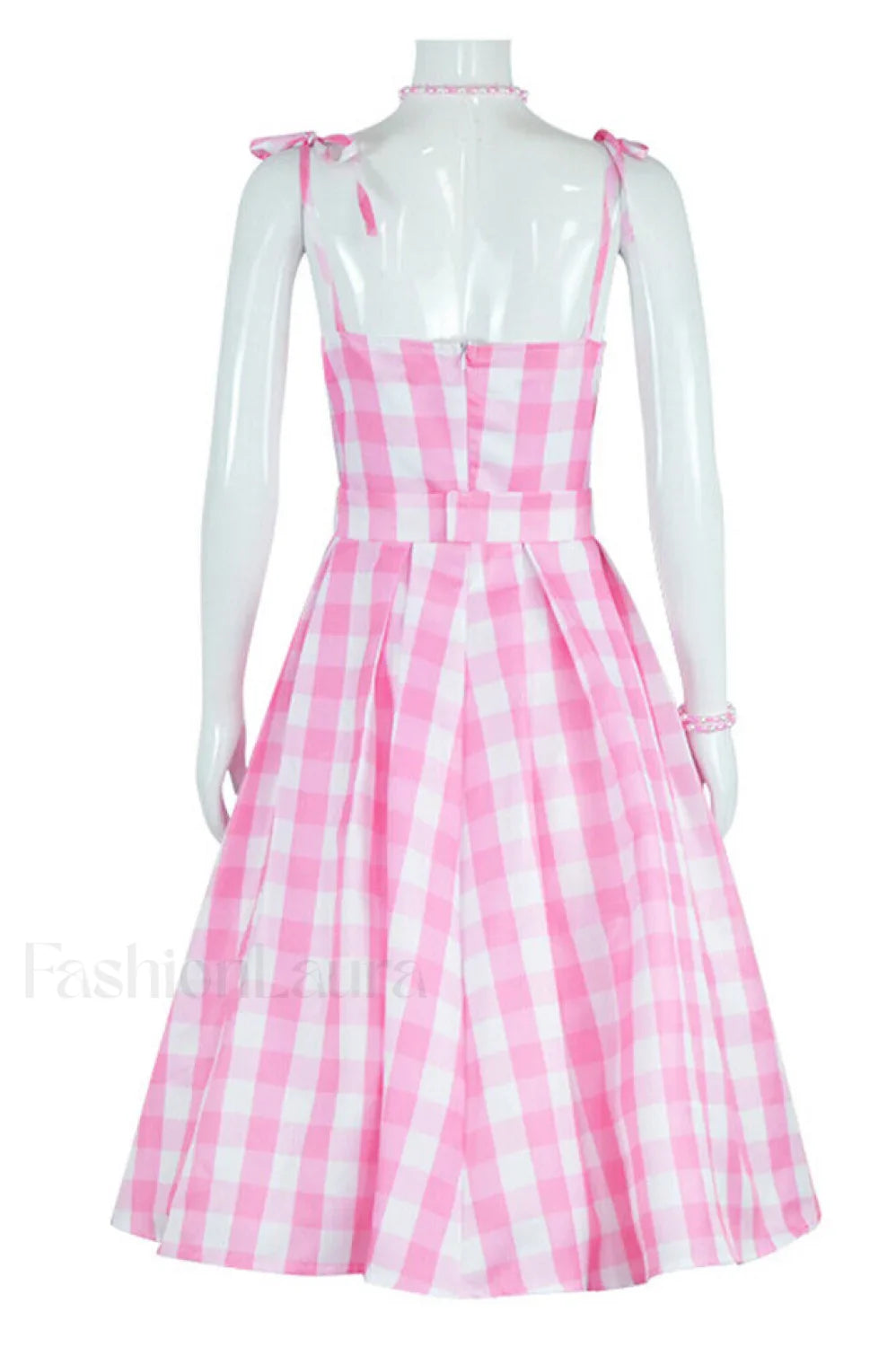 Barbie Movie Margot Charming Pink Plaid Check Dress