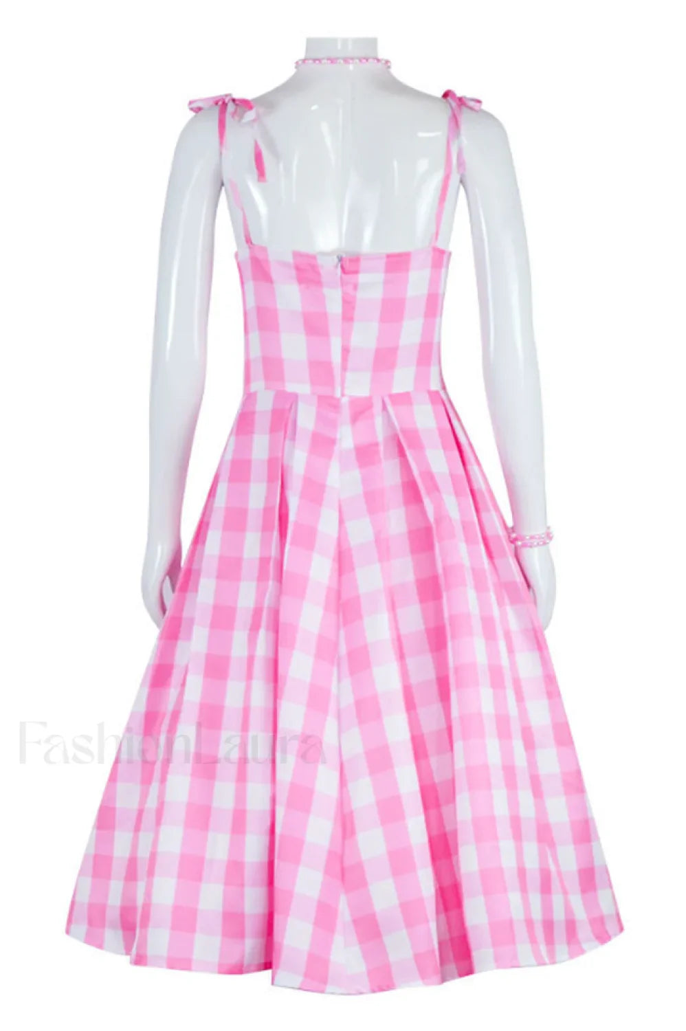 Barbie Movie Margot Charming Pink Plaid Check Dress