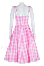 Barbie Movie Margot Charming Pink Plaid Check Dress