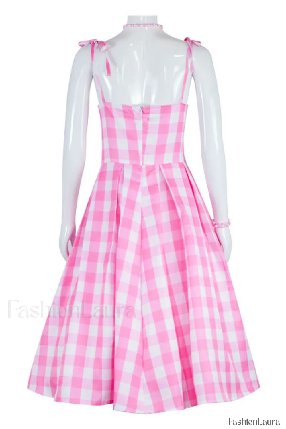 Barbie Movie Margot Charming Pink Plaid Check Dress