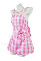 Barbie Movie Margot Charming Pink Plaid Check Dress