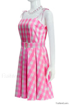 Barbie Movie Margot Charming Pink Plaid Check Dress