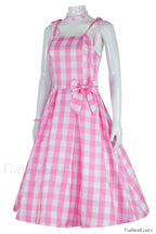 Barbie Movie Margot Charming Pink Plaid Check Dress S / Style 2