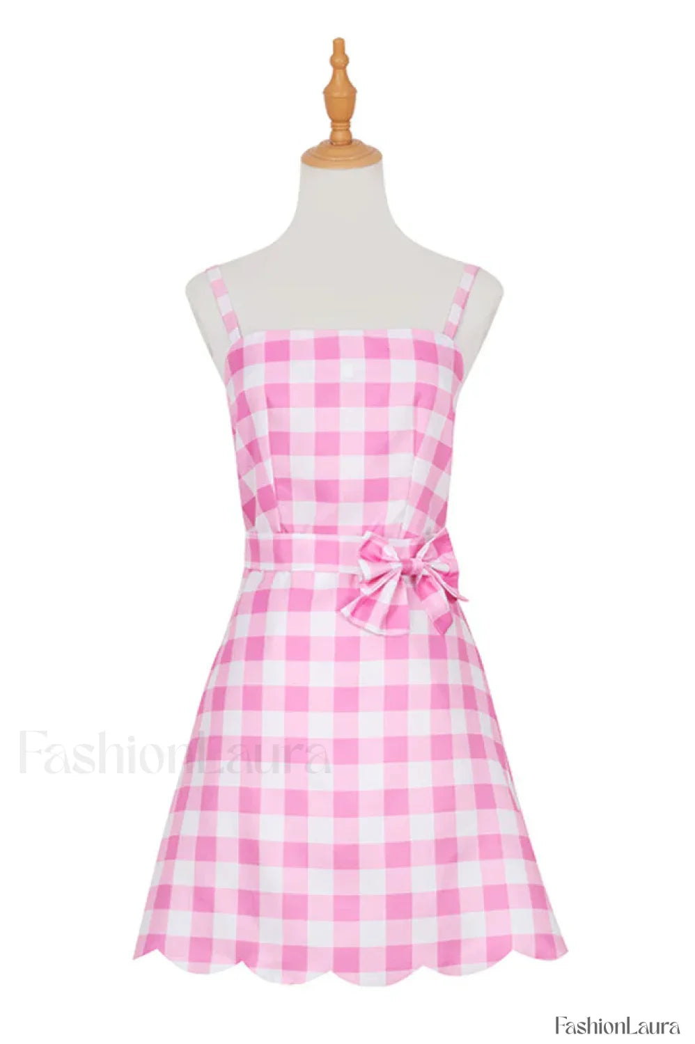 Barbie Movie Margot Charming Pink Plaid Check Dress S / Style 4