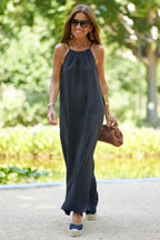 Basic Casual Stylish Outdoor Halter Dress S / Black