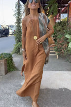 Basic Casual Stylish Outdoor Halter Dress S / Tan