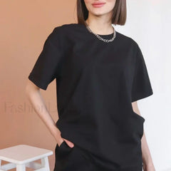 Basic Cotton Loose T Shirt Black / M