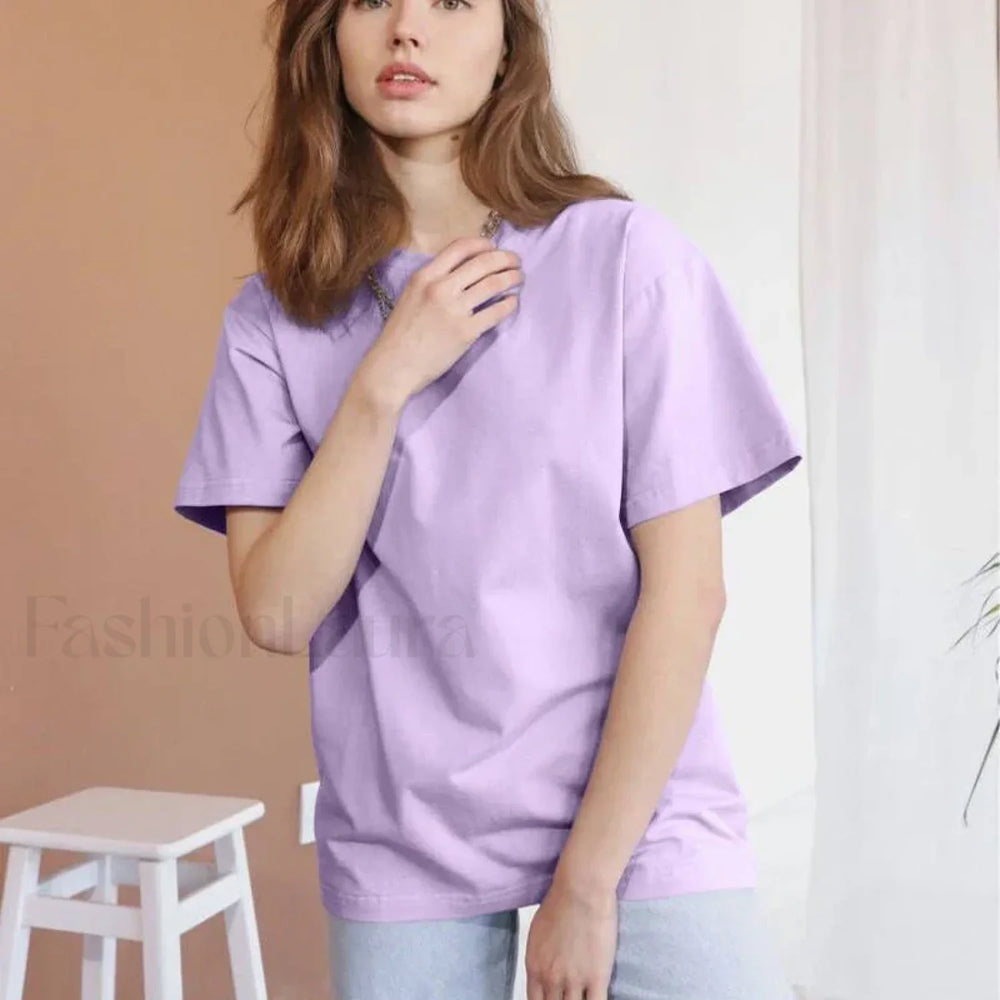 Basic Cotton Loose T Shirt Purple / M
