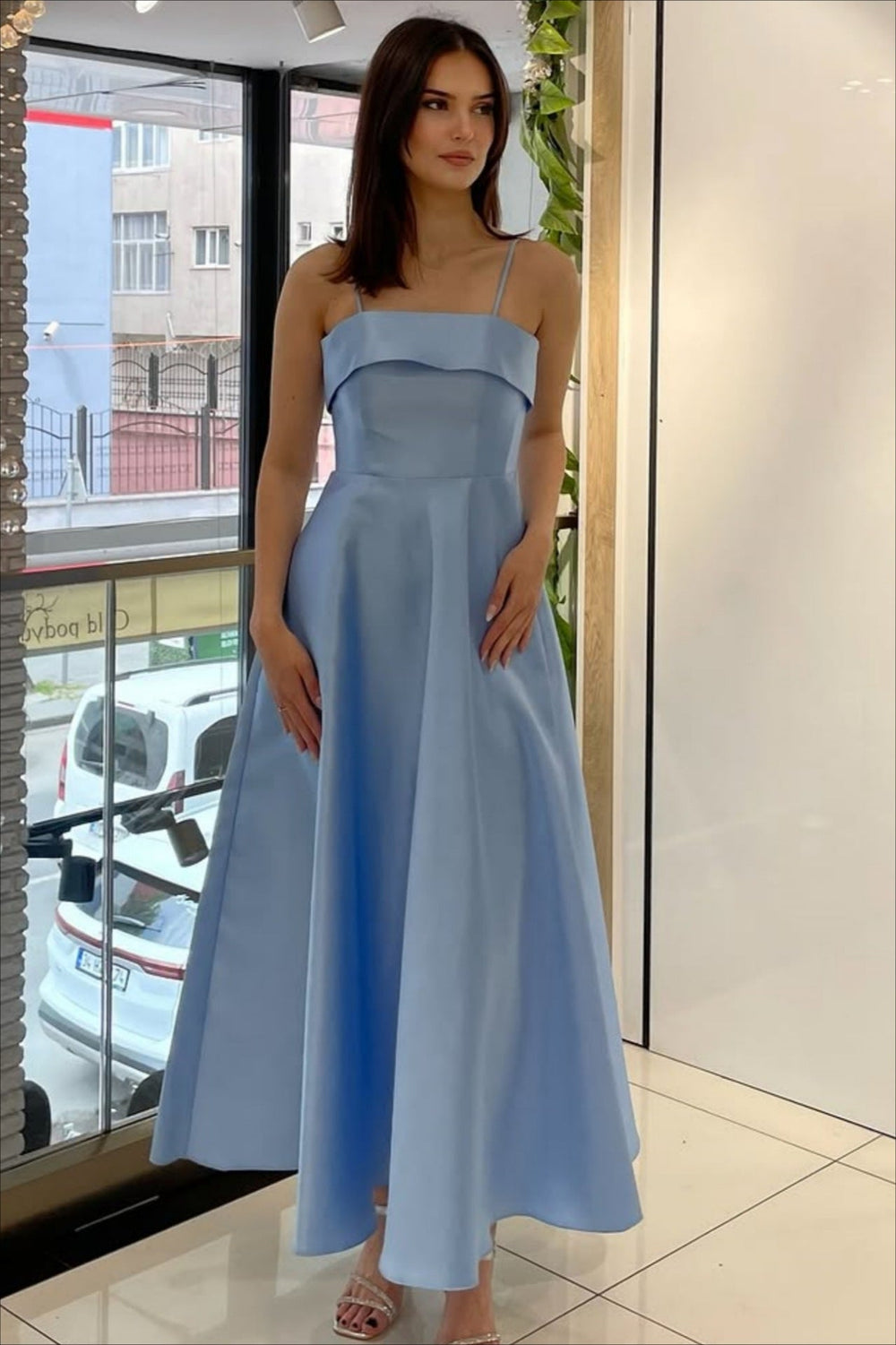 Elegant Satin Slip Vintage Formal Dress