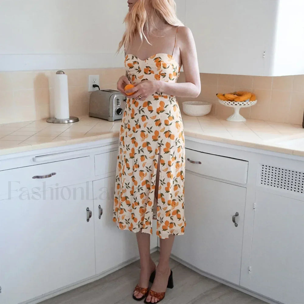 Beach Spaghetti Cotton Floral Dress color 6 / S