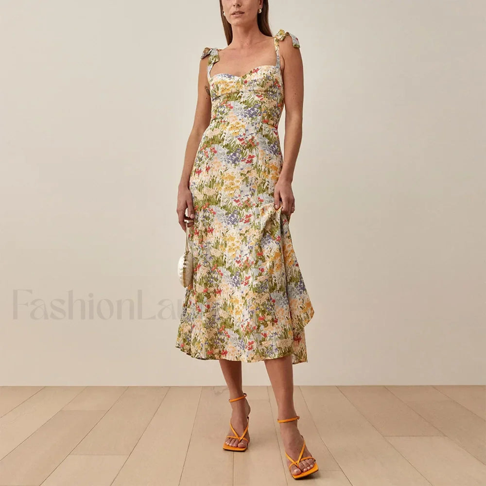 Beach Sweetheart Midi Floral Dress green1 / S