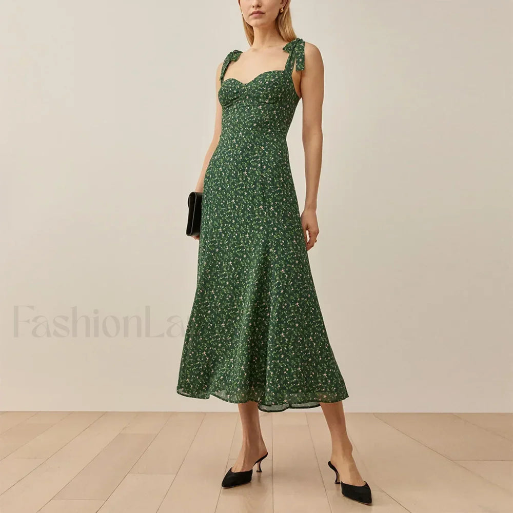 Beach Sweetheart Midi Floral Dress green2 / S