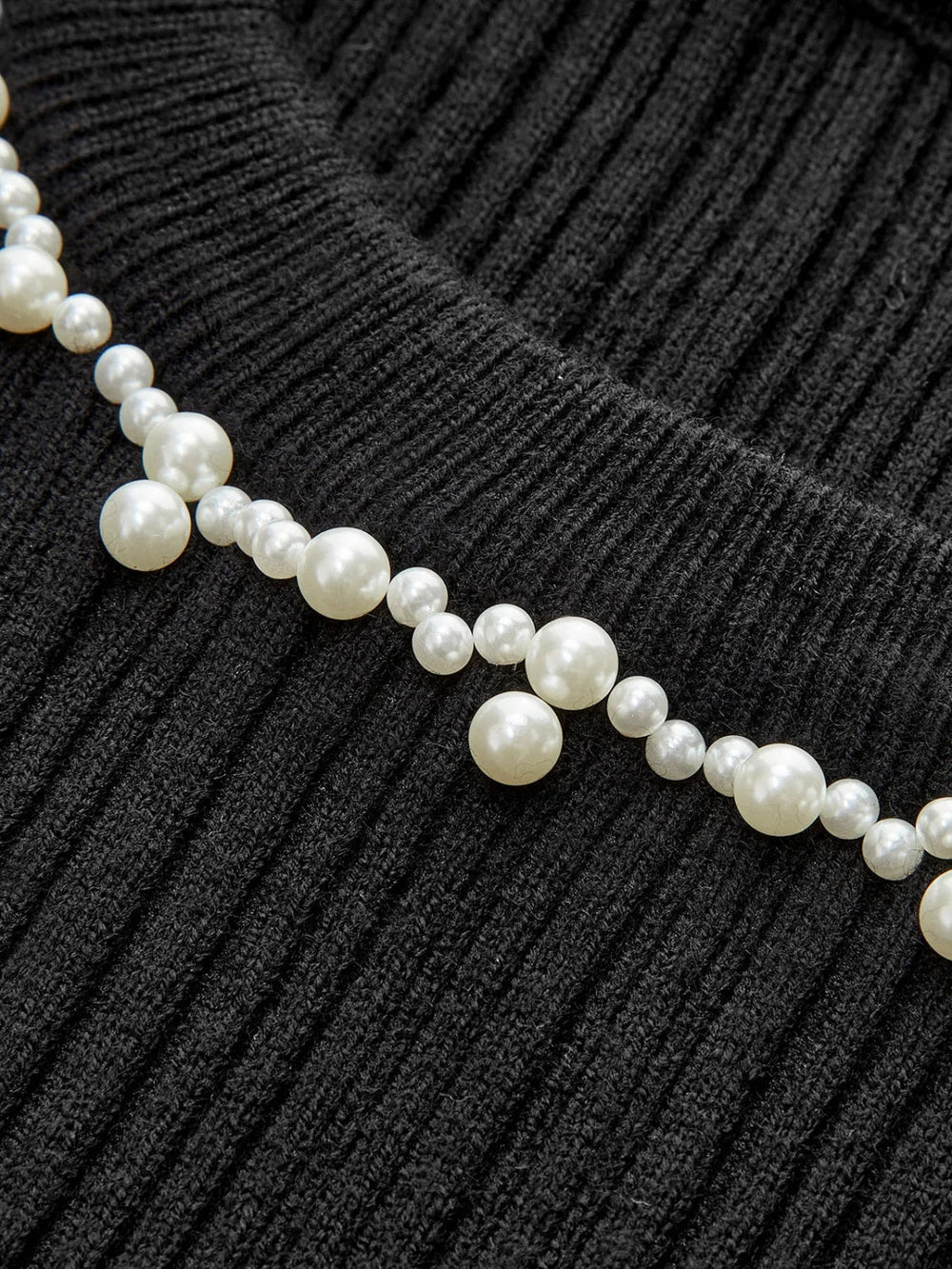 Beaded Decor Ruffle Knit Top Knit Tops