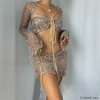 Beaded Knit Set Mini Dress