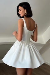 Satin Corset Puff Party Dress