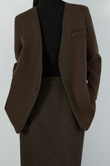 V Neck Single Breasted Blazer