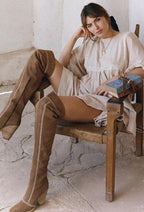 JuliaFashion-Beige Vintage Bohemian Style Mini Dress