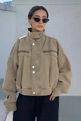 Denim Workwear Cropped Jacket S / Khaki