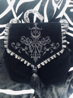 Black Gothic Velvet Witch Harajuku Magic Embroidery Dark Punk Shoulder Bag Black