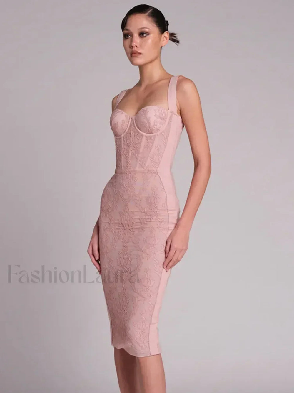 Black Lace Bandage Midi Dress