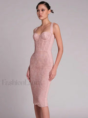 Black Lace Bandage Midi Dress