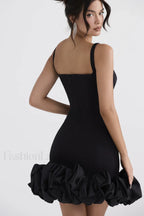Black Ruffle Stylish Hem Dress