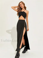 Black Sexy Split Casual All Match Skirt