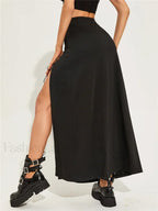 Black Sexy Split Casual All Match Skirt