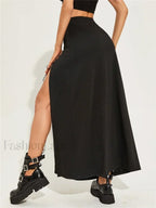 Black Sexy Split Casual All Match Skirt