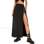 Black Sexy Split Casual All Match Skirt BLACK / S