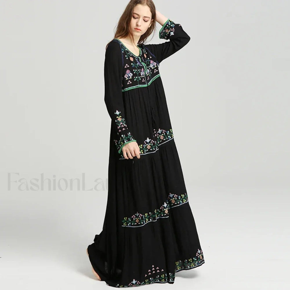 Black Tassel Vintage Boho Dress