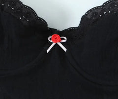 Black Wire Corset Cross Bandage Backless Cropped Tops Blouse