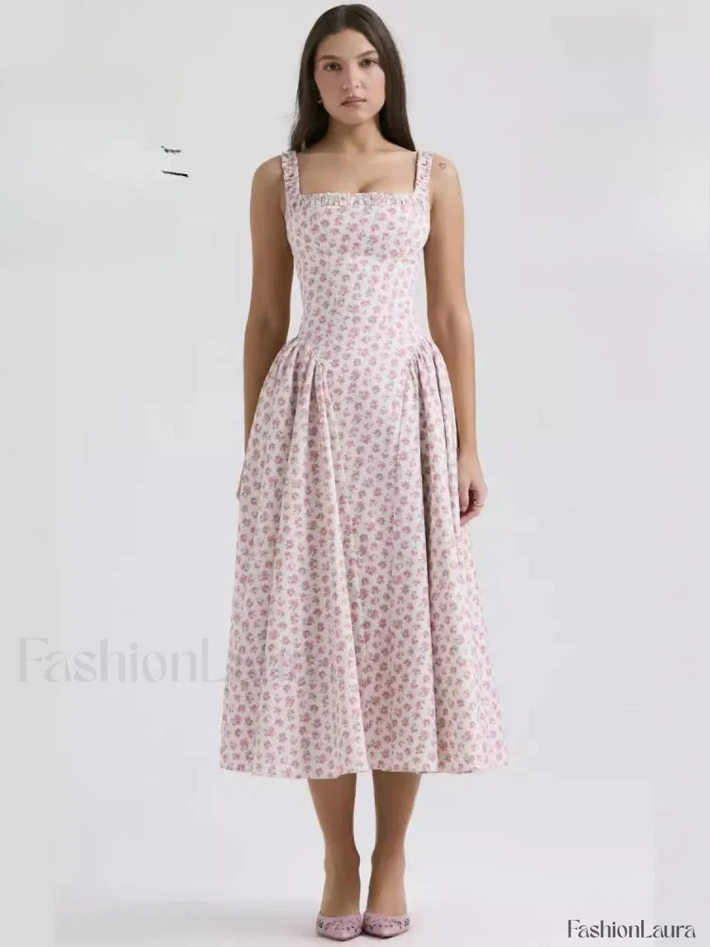 Bohemian Fragmented Flower Midi Dress