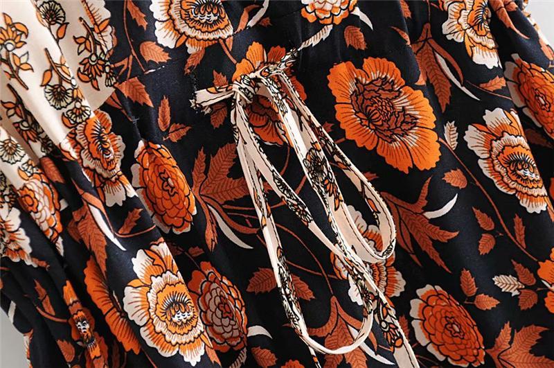 JuliaFashion-Boho Chic Floral Print Bat Sleeve Maxi Dress