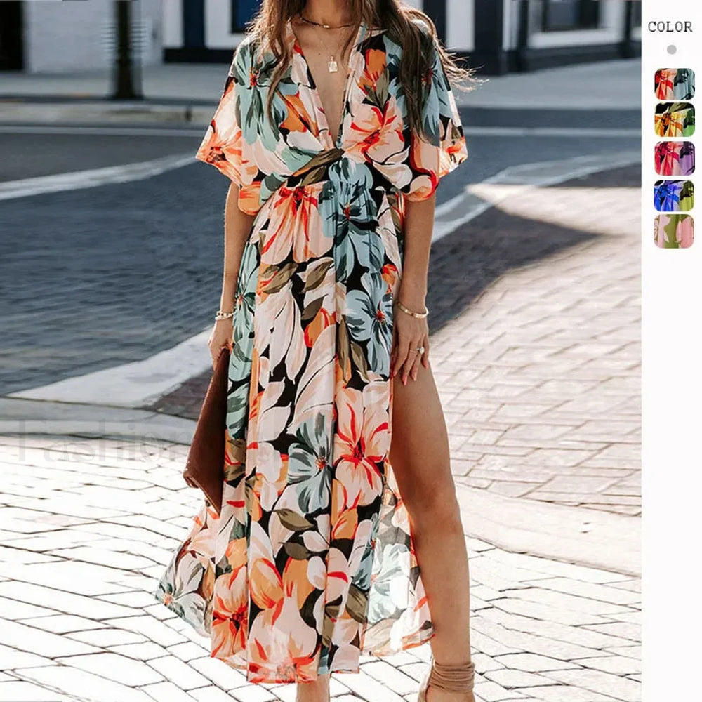 Boho Chiffon Maxi Floral Dress