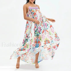 Boho Floral Slit Sleeveless Maxi Dress