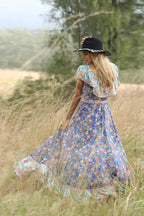 JuliaFashion-Boho Vintage Ruffle Slash Neck Summer Dress