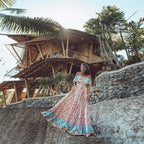 JuliaFashion-Boho Vintage Ruffle Slash Neck Summer Dress