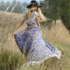 JuliaFashion-Boho Vintage Ruffle Slash Neck Summer Dress
