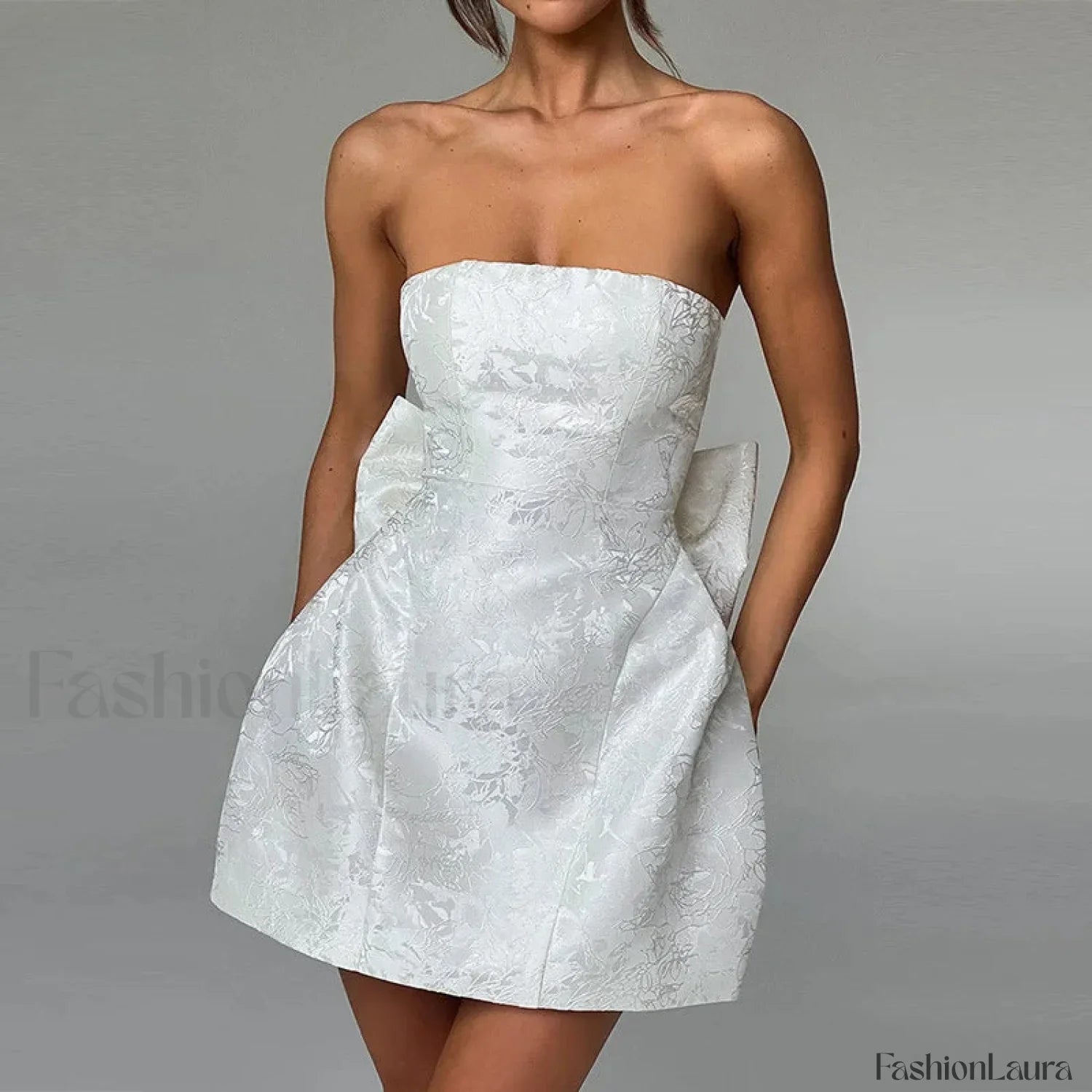 Bow Bandage Party Mini Dress White 1 / XS