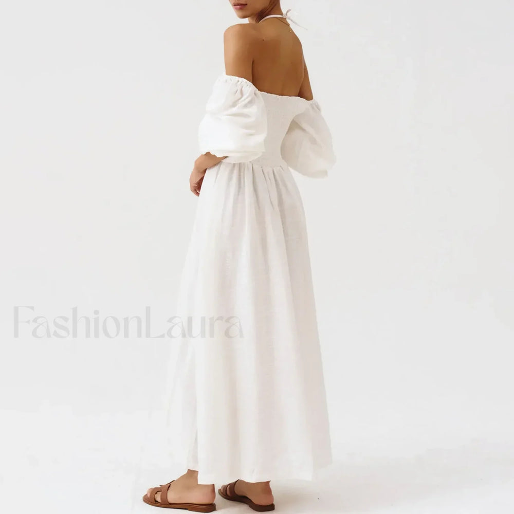 Bow Front Smocked Midi Dress