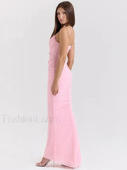 Bow Spaghetti Off Shoulder Maxi Dress